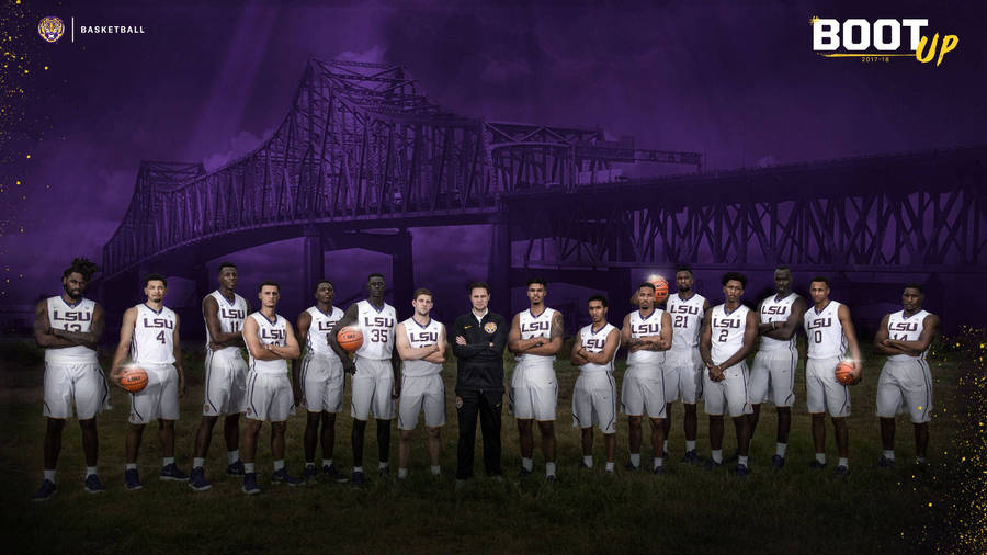 The Basketball Team Is Posing For A Picture Wallpaper