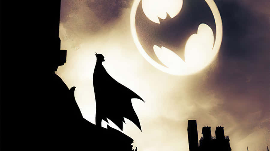 The Bat Signal Shining Brightly In The Night Sky Wallpaper