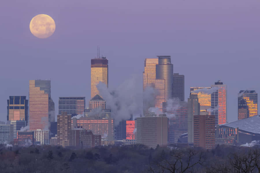 The Beautiful Purple And Orange Sunset Skyline Of Mississippi. Wallpaper