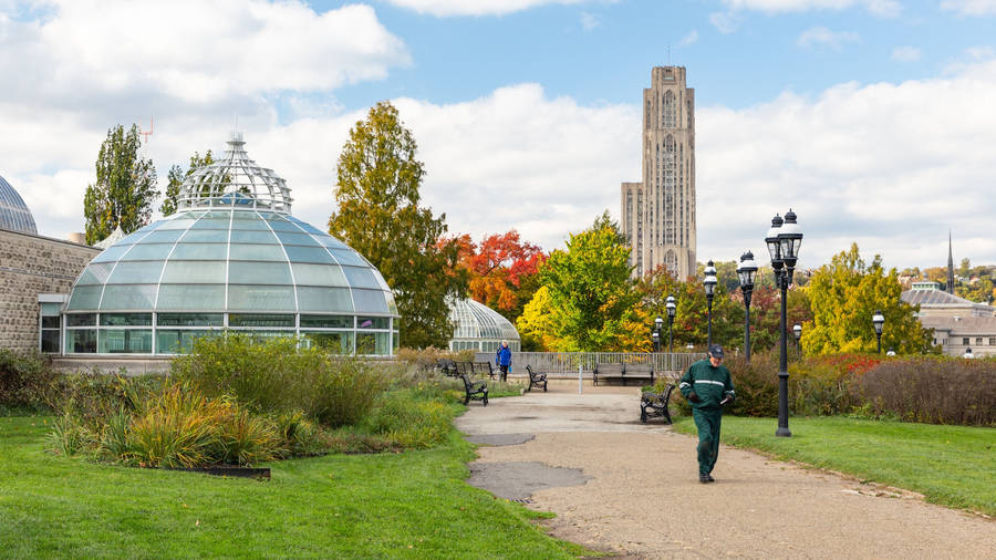 The Beautiful View Of The University Of Pittsburgh & Phipps Conservatory Wallpaper