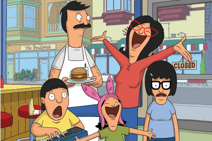 The Belcher Family From Bob's Burgers In A Cheerful Moment Of Song. Wallpaper