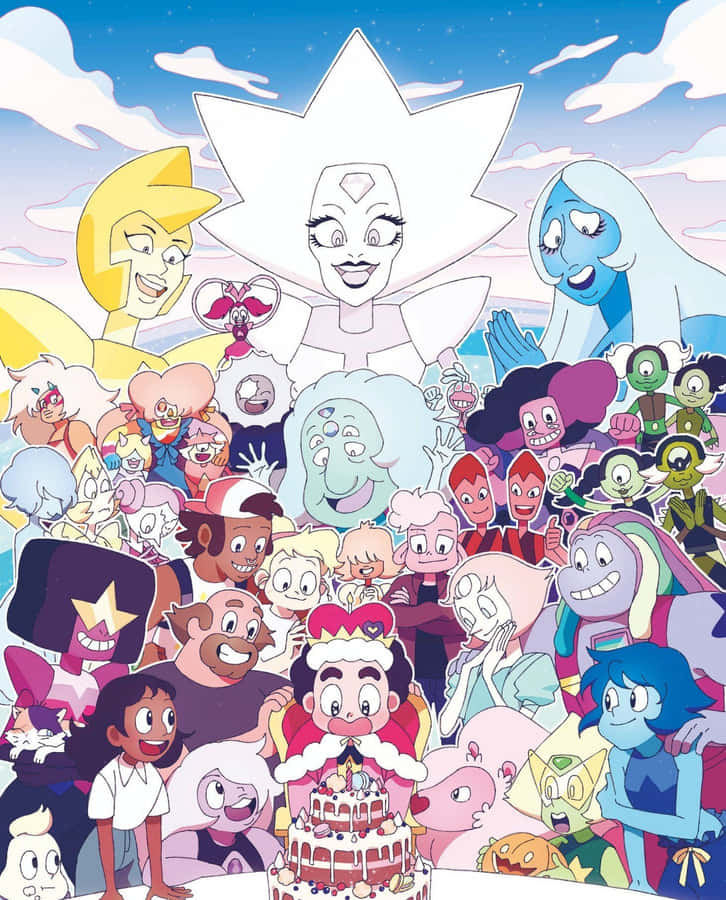 The Characters Of Steven Universe - Connie Maheswaran, Amethyst, Steven, Garnet & Pearl Wallpaper