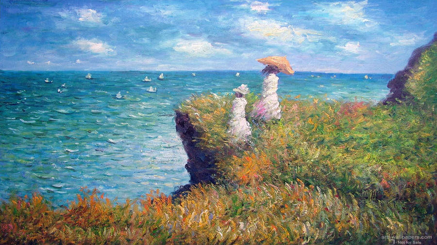 The Cliff Walk At Pourville By Renoir Wallpaper