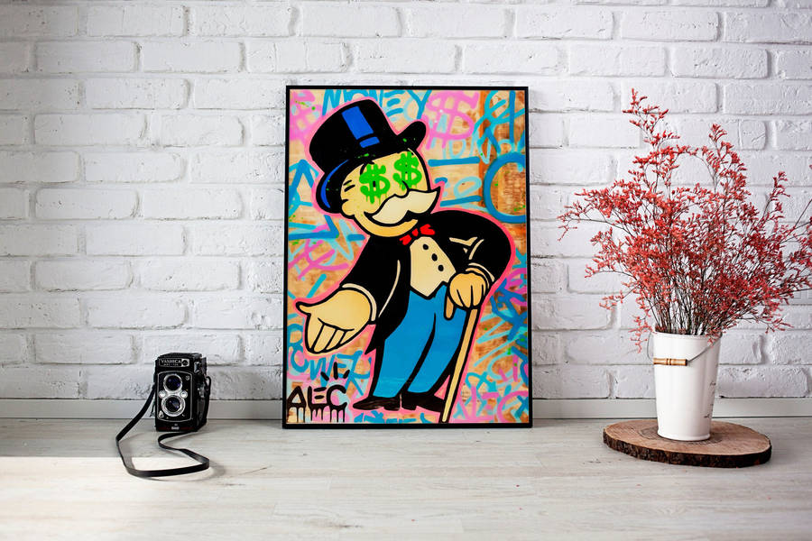 The Colourful Graffiti Art Of Monopoly Man Wallpaper