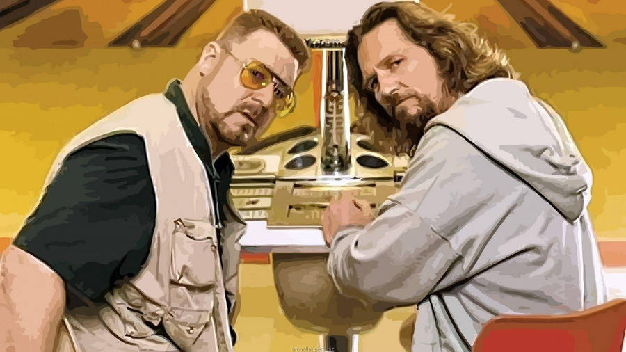 The Compelling Gaze Of The Dude And Walter Sobchak From The Big Lebowski Wallpaper