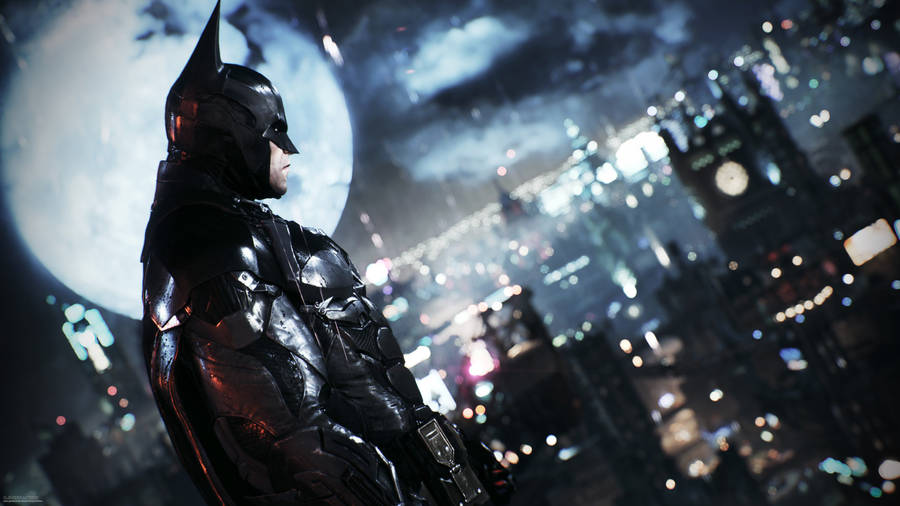 The Dark Knight Over Gotham City Wallpaper