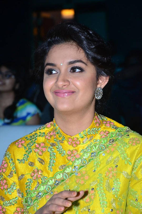 The Elegant Keerthi Suresh Dazzling In A Yellow Dress. Wallpaper