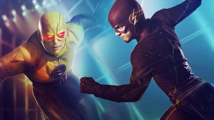 The Flash And Reverse Flash In A Tense Standoff Wallpaper