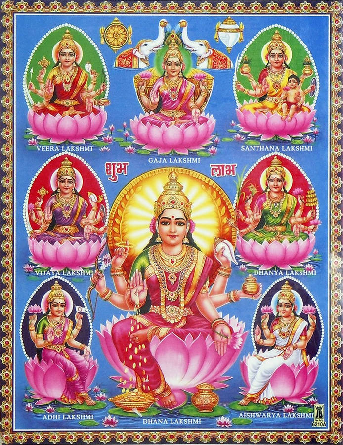 The Glorious Manifestation Of Ashta Lakshmi Wallpaper