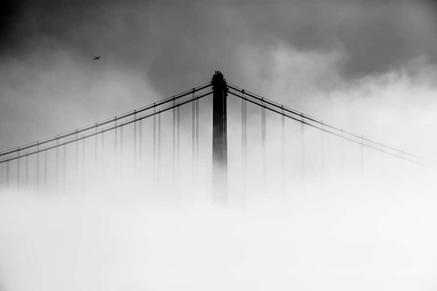 The Golden Gate Bridge Of San Francisco In Black And White Wallpaper
