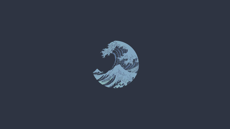 The Great Wave Minimalist Aesthetic Laptop Wallpaper