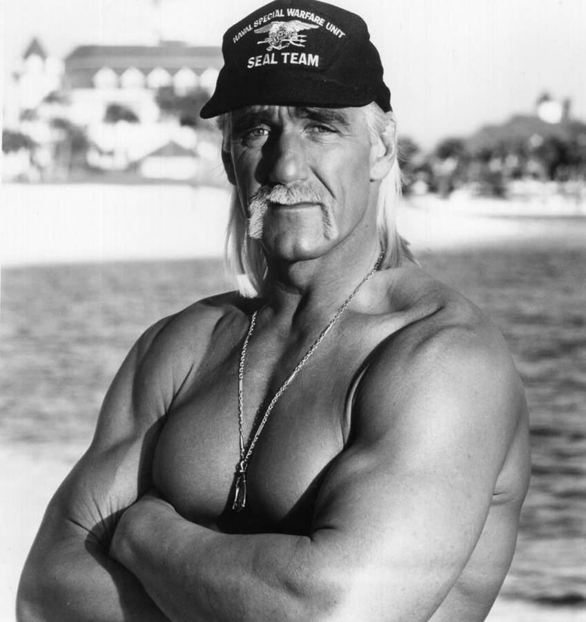 The Iconic Hulk Hogan In Greyscale Wallpaper