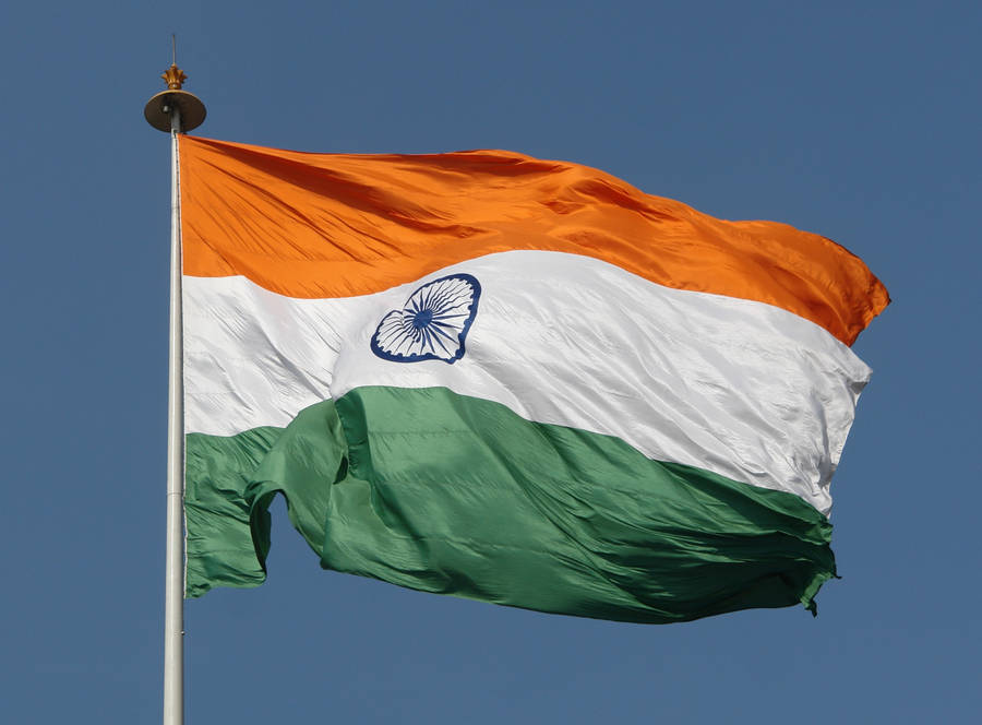 The Indian Tricolor Flag Soaring High Wallpaper