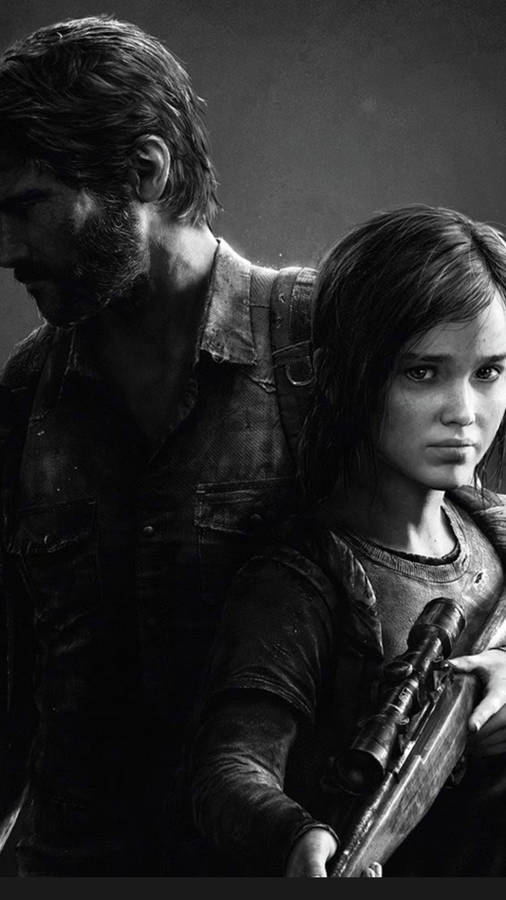 The Last Of Us Duo In Black And White Wallpaper