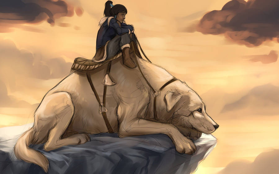 The Legend Of Korra And Naga Sad Art Wallpaper