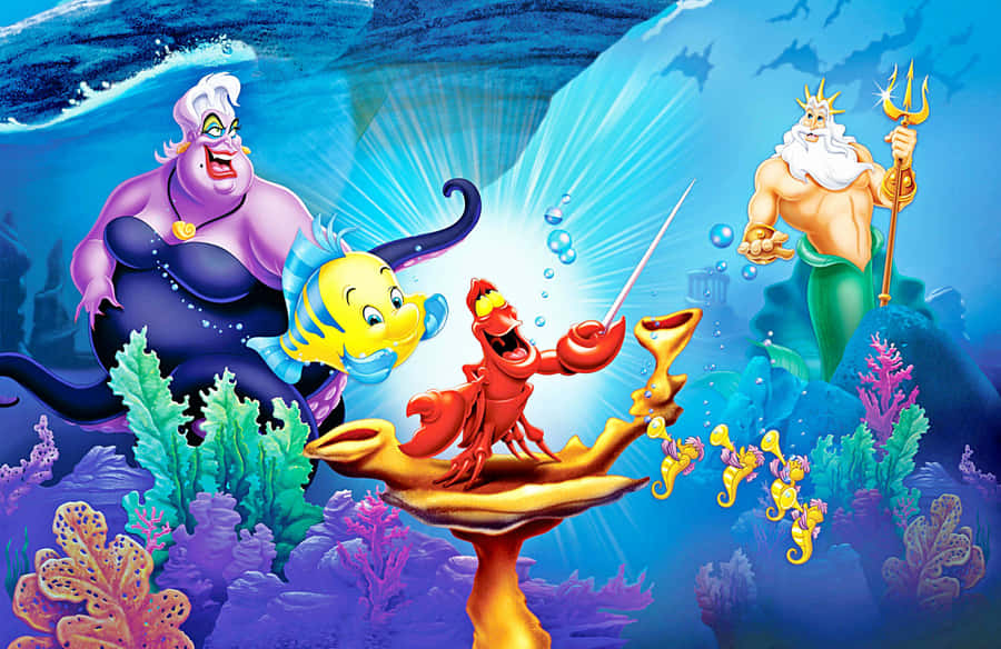 The Little Mermaid Characters Under The Sea Wallpaper