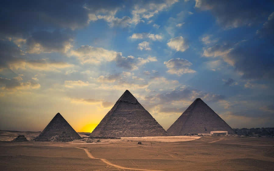 The Pyramids Of Giza At Sunset Wallpaper