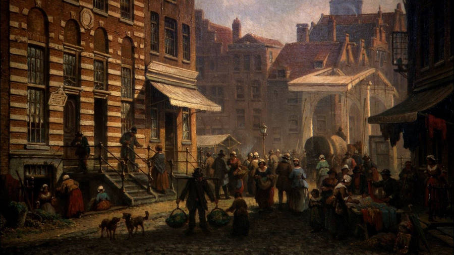 The Rembrandt House Oil Painting Wallpaper