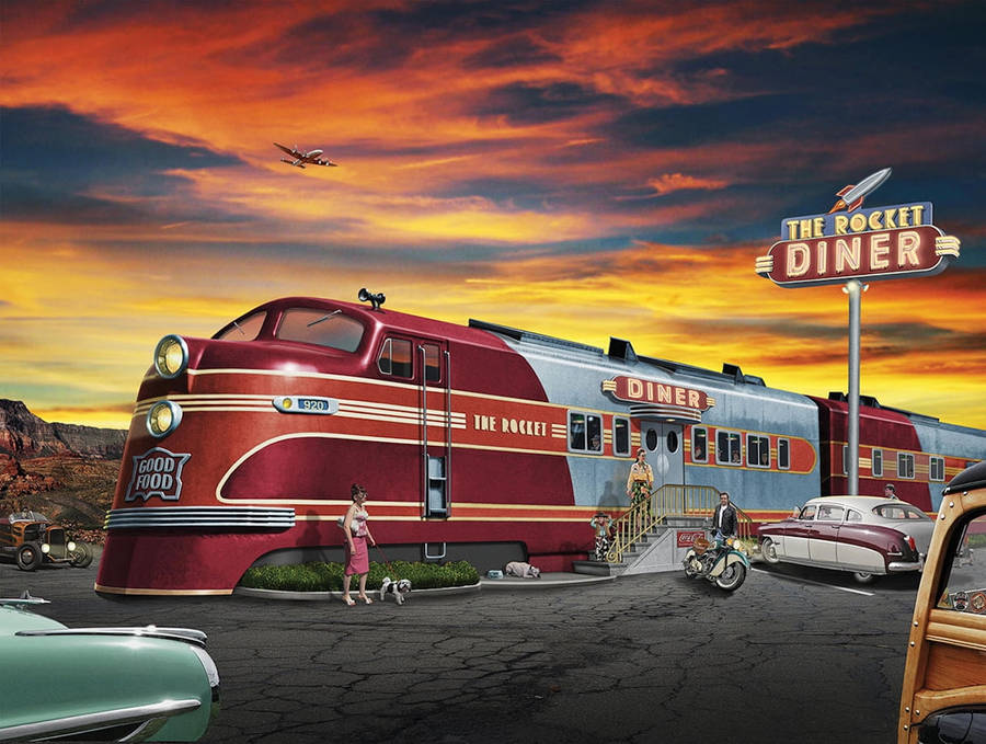 The Rocket 50s Diner Wallpaper