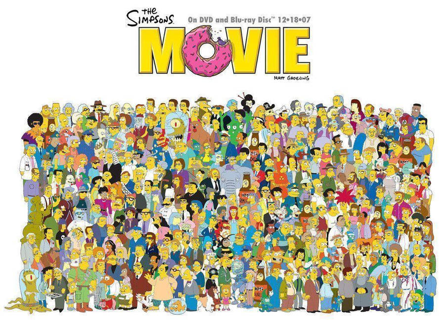 The Simpsons Family With Co-characters In Movie Wallpaper