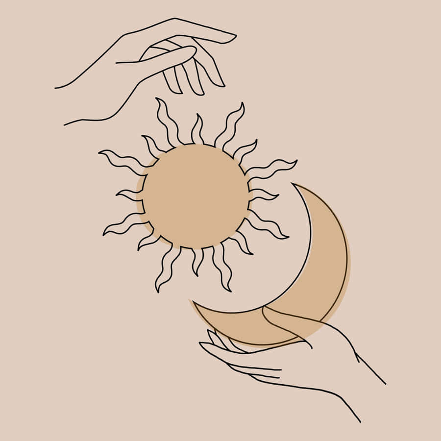 The Sun And Moon Are In The Hands Of Two People Wallpaper