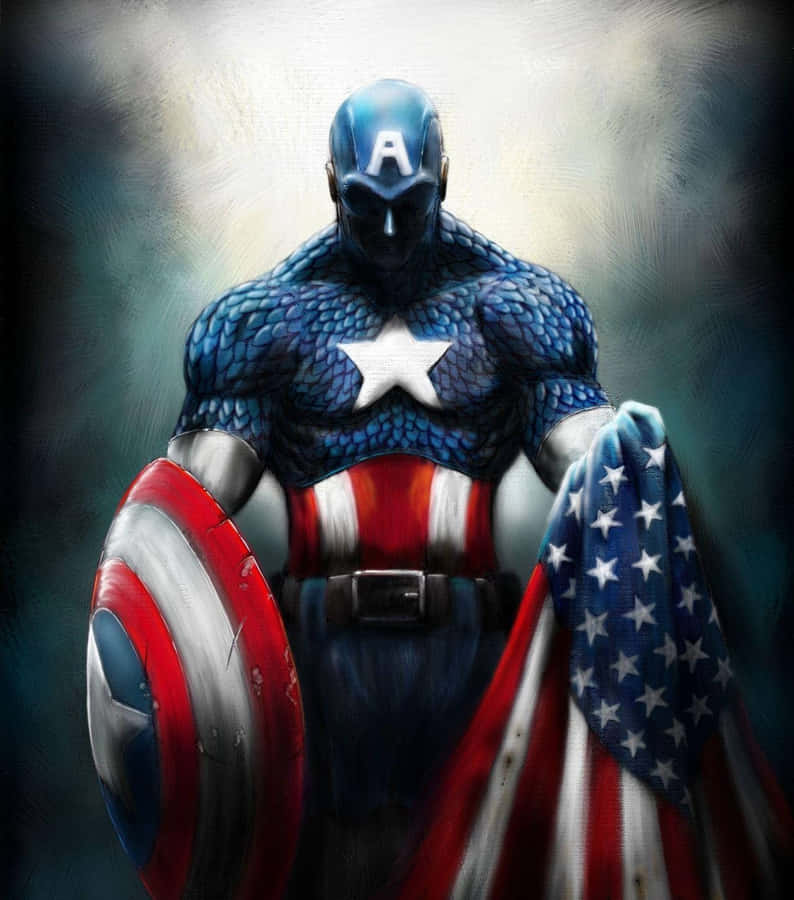 The Superhero Captain America Ready To Embark On His Epic Journey Wallpaper