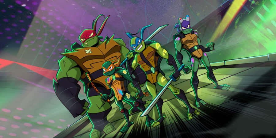 The Teenage Mutant Ninja Turtles Leaping Into Action Wallpaper