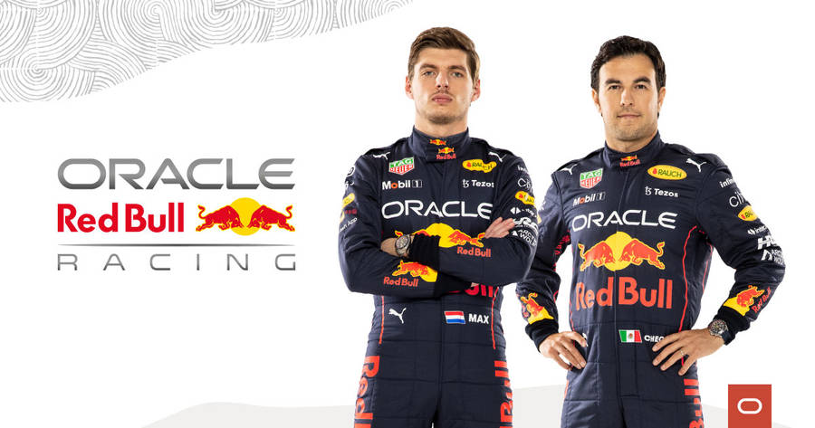 The Unstoppable Force - Red Bull Racing Drivers With Oracle Official Sportscar Wallpaper