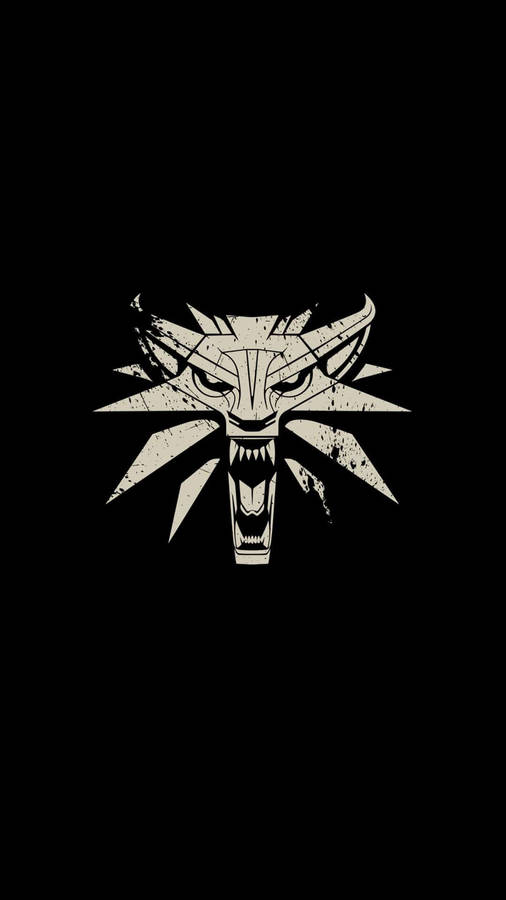 The Witcher Wolf Minimalist Black Phone Wallpaper