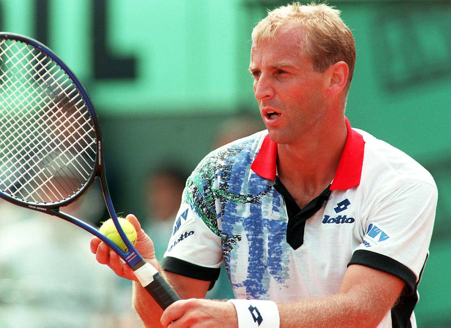 Thomas Muster Holding Ball And Racket Wallpaper