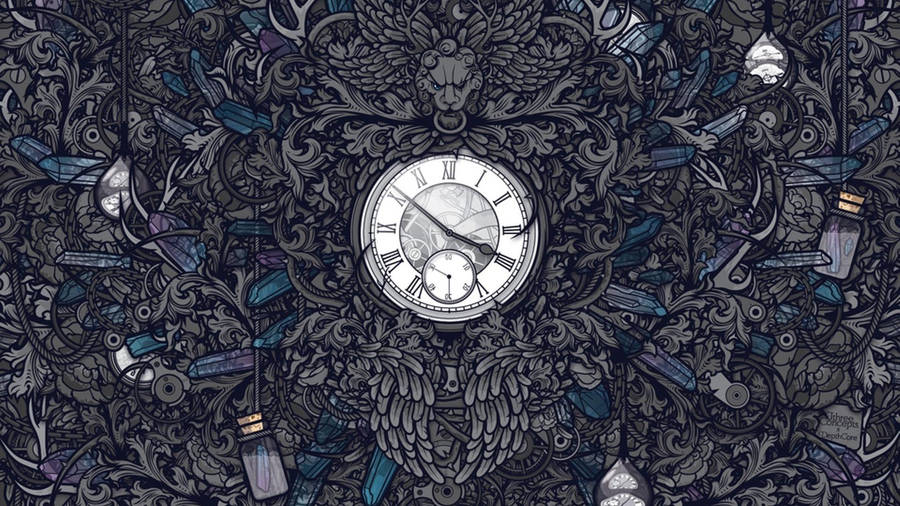 Thorough Edwardian Clock Design Wallpaper