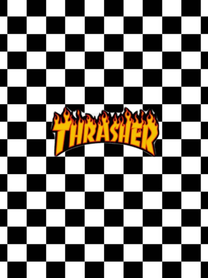 Thrasher Logo Black And White Squares Background Wallpaper