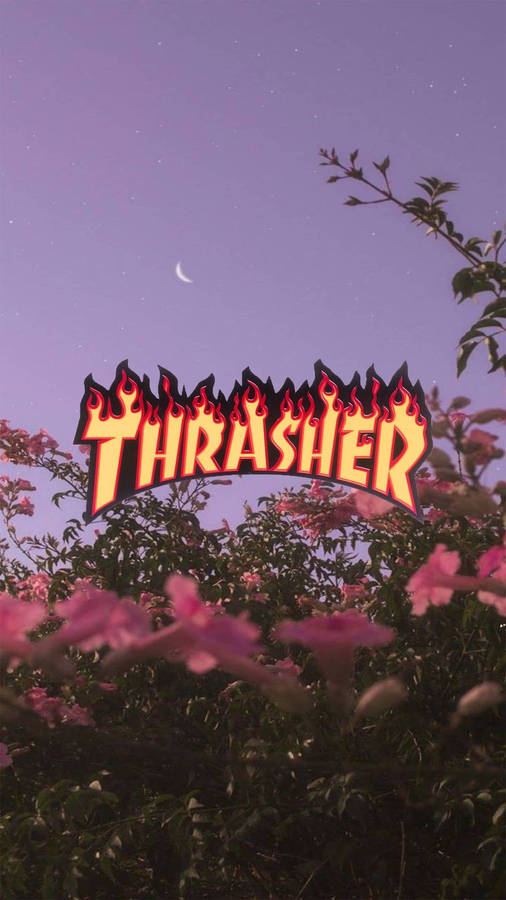 Thrasher On Floral Aesthetic Wallpaper