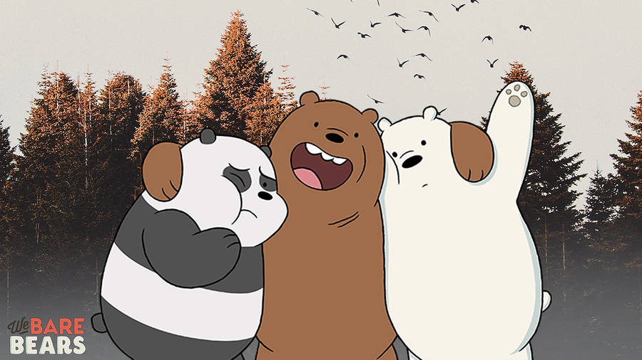 Three Bears In The Forest Wallpaper