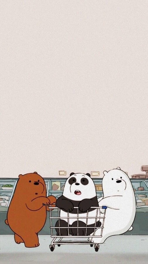 Three Bears On Shopping Cart Wallpaper