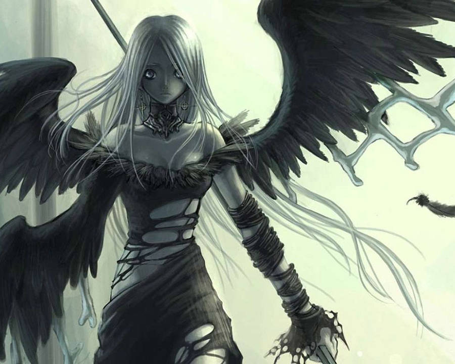 Three Black Angel Wings Wallpaper