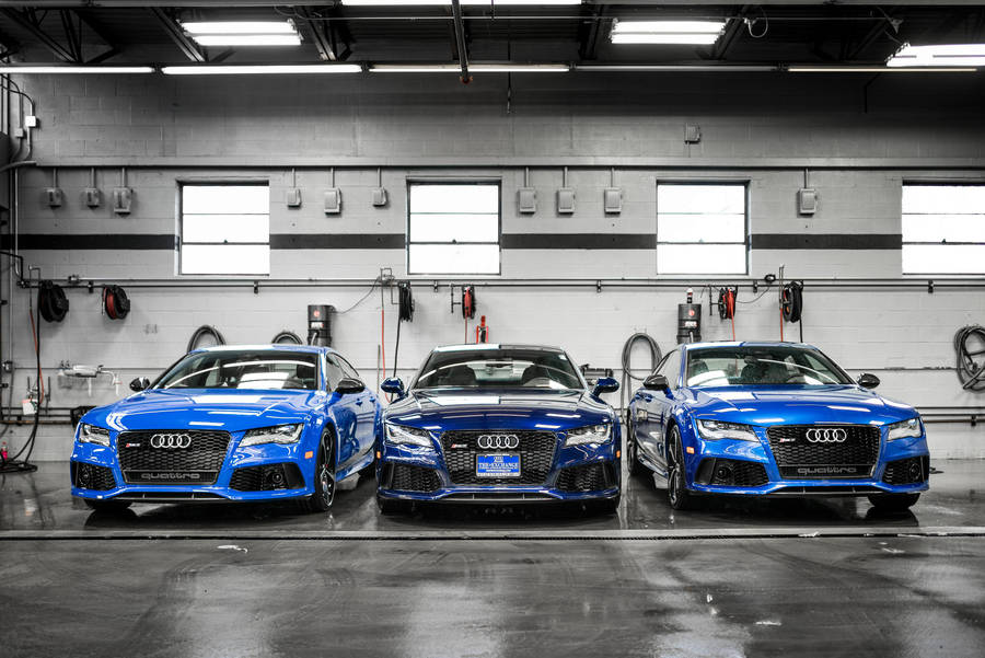 Three Blue Audi Rs Wallpaper