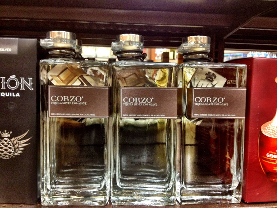 Three Bottles Of Corzo Silver Tequila Wallpaper