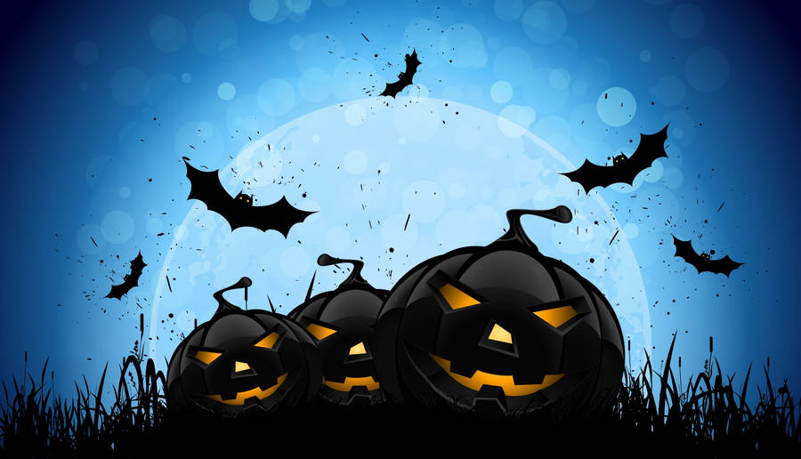 Three Carved Pumpkins Halloween Computer Wallpaper