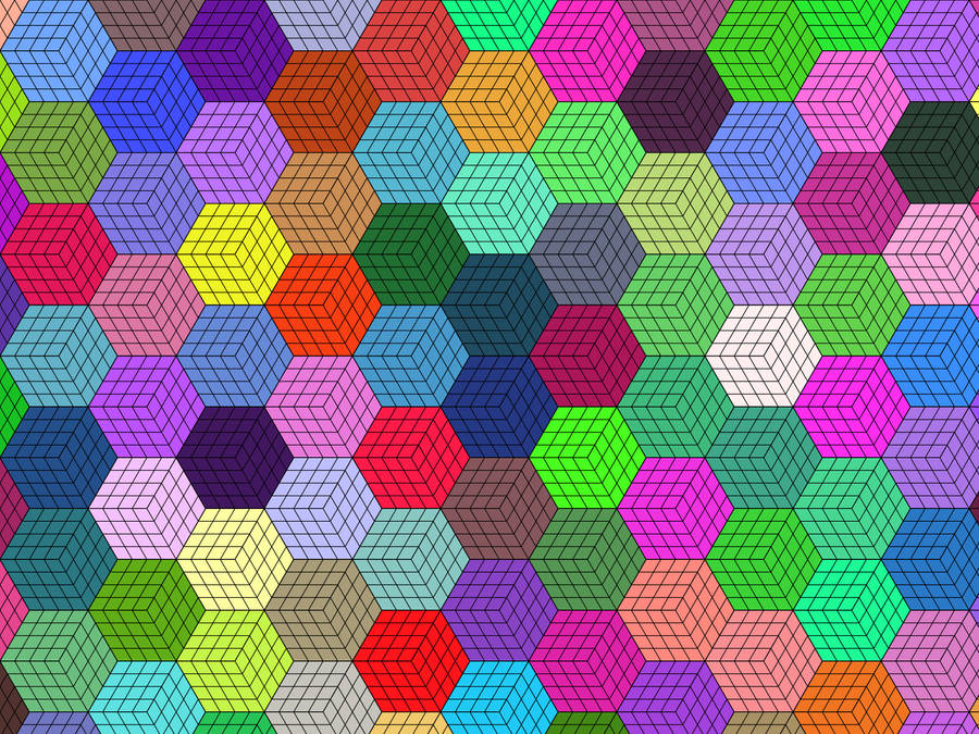 Three Dimensional Colourful Hexagon Tiles Wallpaper