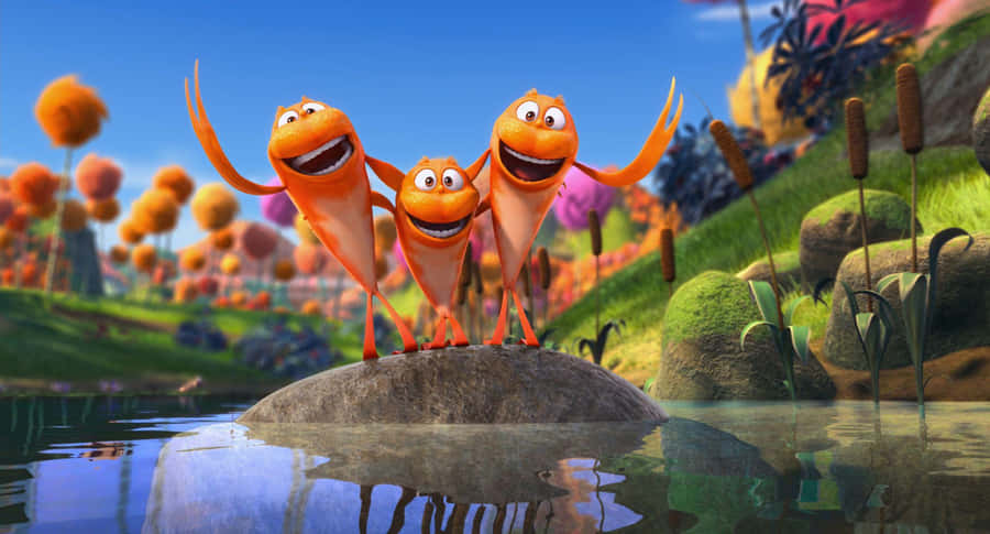 Three Fish Singing Lorax Scene Wallpaper