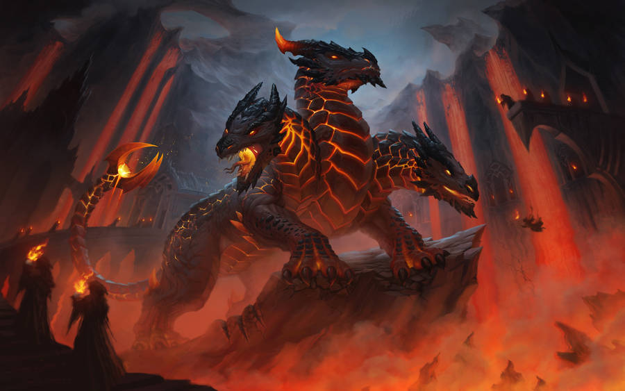 Three Headed Lava Dragon Wallpaper