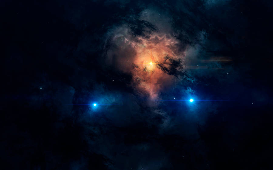 Three Luminous Stars In A Colorful Galaxy Wallpaper