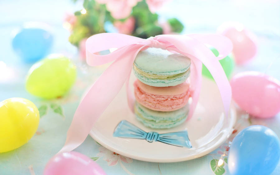 Three Macarons Pastel Aesthetic Tumblr Laptop Wallpaper