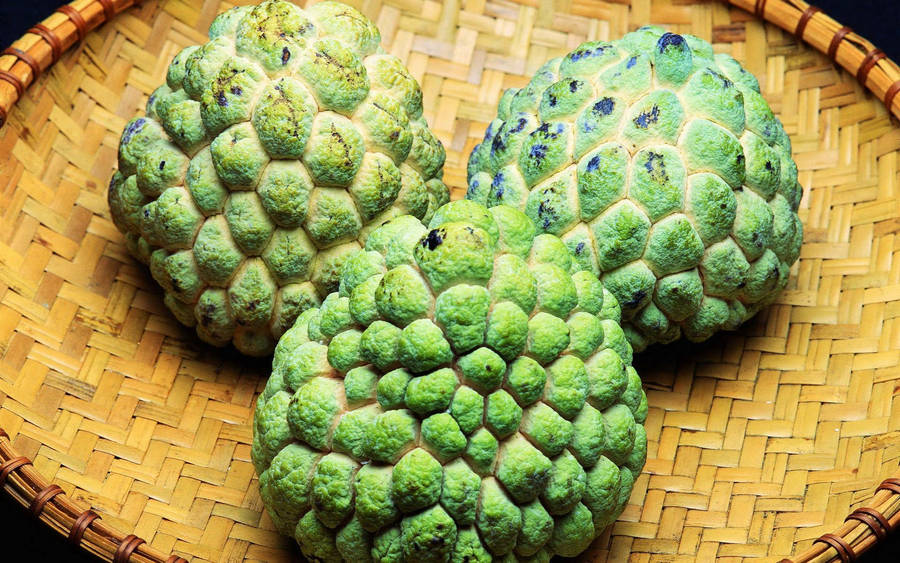 Three Sugar Apple In A Native Basket Wallpaper