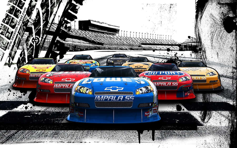 Thrills And Speed - Intense Nascar Race Moment Wallpaper