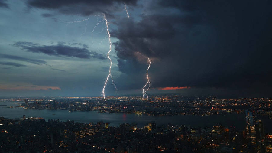 Thunderstorm Over City Wallpaper