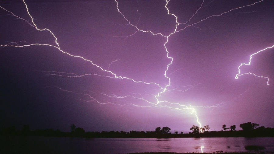 Thunderstorm Purple Background Wallpaper