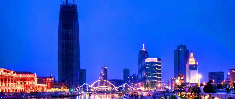 Tianjin Night Panoramic View Wallpaper