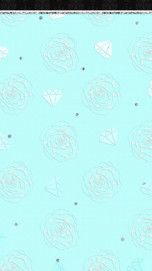 Tiffany Blue Roses And Gems Wallpaper